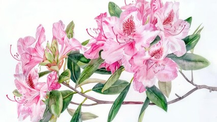 Poster - A still life image featuring a bunch of pink flowers on a natural branch, great for use in floral arrangements or as a decorative piece