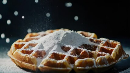 Poster - A delicious-looking waffle topped with a generous helping of powdered sugar, perfect for breakfast or brunch