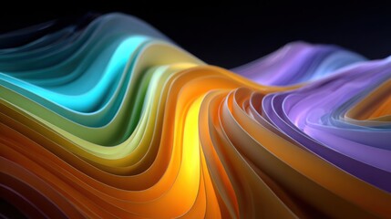 Poster - Colorful waves blend seamlessly in a captivating abstract design. The smooth curves and vibrant shades create a dynamic visual experience, highlighting variations in light and texture.