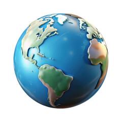 Poster - 3d cartoon earth globe isolated on transparent background