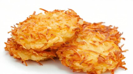Poster - A plate of crispy hash browns served on a clean white background