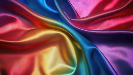 Poster - Close-up of a rainbow-colored fabric with vibrant colors and textured weave