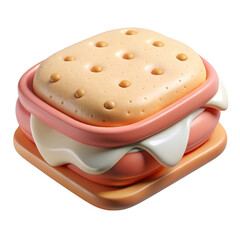 Poster - 3d cartoon s mores sandwich isolated on transparent background