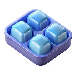Leinwandbilder - 3d render of blue ice cubes in tray isolated on transparent background