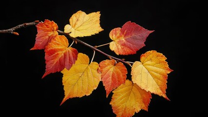Poster - A close-up view of a single leaf on a tree branch, highlighting the intricate details and textures