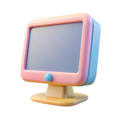 Poster - 3d cartoon pastel computer monitor isolated on transparent background