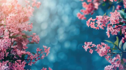 Poster - Close-up view of pink flowers blooming on a tree branch