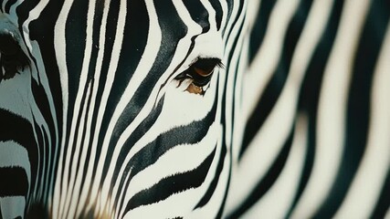 Poster - A close-up view of a zebra's facial features, with the background blurred out
