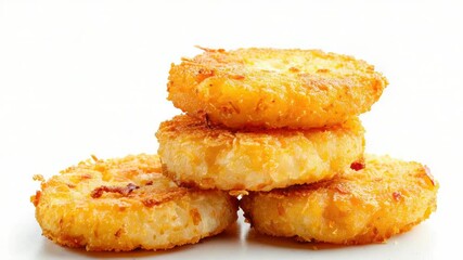 Poster - A pile of crispy fried foods placed on a clean white table, perfect for a casual snack or meal