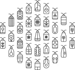 Poster - Black and White Line Art Collection of Decorative Pendants