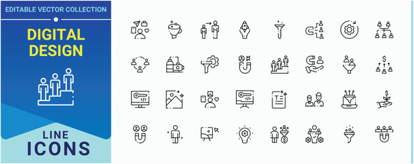 Aufkleber - Digital Design icon collection. Contains such icons as art, designer, creative, illustration, design, tool and more. Graphic Design icon collection. Minimalist icons pack. Art and illustration.