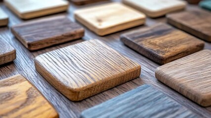 Poster - A close-up shot of wooden coasters arranged neatly on a table
