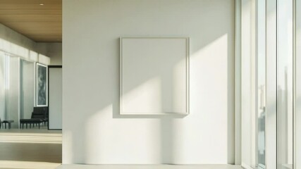 Aufkleber - A picture frame hanging on a wall in a cozy room, perfect for displaying art or family photos