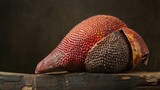 Fresh salak fruit (snake fruit) on a leaf, backlit by warm sunlight with a dreamy forest background.