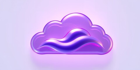 Poster - A glossy purple cloud with a wavy design inside, set against a soft purple and white background