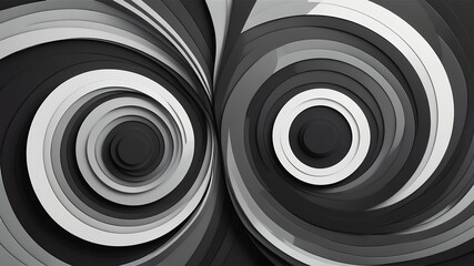 Poster - Abstract grayscale spirals creating a mesmerizing visual pattern with concentric circles design