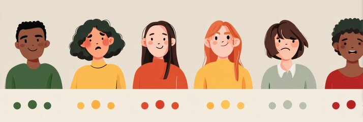 Aufkleber - Emotional Check-In Scale Infographic Showing Diverse Expressions of Feelings and Moods in a Community Setting for Self-Awareness and Mental Health