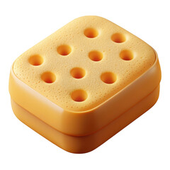 Poster - 3d render of realistic yellow foam pad with holes isolated on transparent background