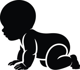silhouette of a baby crawling on a white background in a vector graphic
