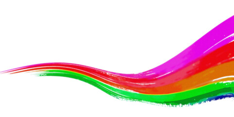 Poster -  watercolor rainbow wave design with flowing colors  white background in a horizontal format wave.