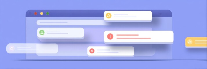 Aufkleber - Multiple Overlapping Error Popups on a Transparent Interface Causing Confusion and Disruption in Digital Workspace