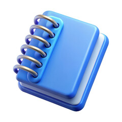 Poster - 3d realistic blue spiral notebook isolated on transparent background
