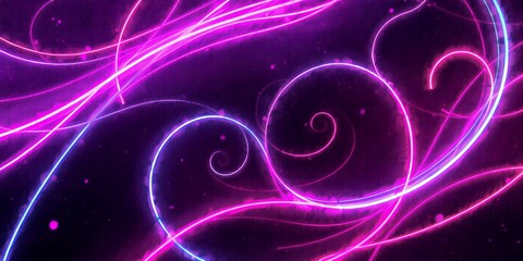 Poster - Abstract background featuring swirling neon lights in shades of pink and light blue on dark backdrop