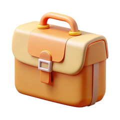 Poster - 3d cartoon briefcase cute orange portfolio isolated on transparent background