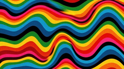 Poster - A colorful, wavy pattern with a black stripe. The colors are bright and bold, and the pattern is very dynamic