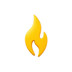 Poster - Bright yellow flame icon with smooth, modern design, symbolizing energy and warmth. simple shape and vibrant color make it stand out against background