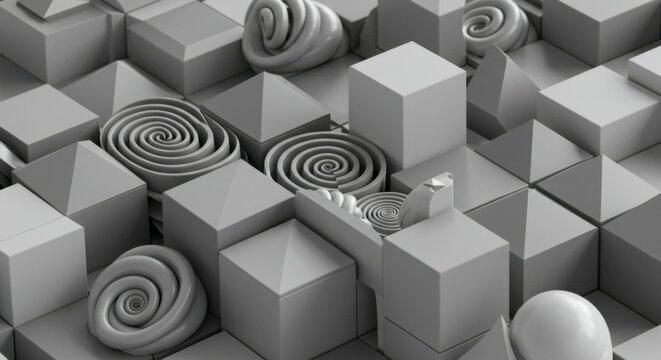 Abstract 3D geometric shapes