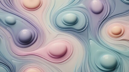 Poster - Abstract pastel background with swirling patterns and raised circular elements creating texture