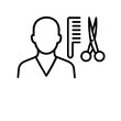 © Zaiteva Irina - Hairdresser's silhouette with scissors and comb in minimal style