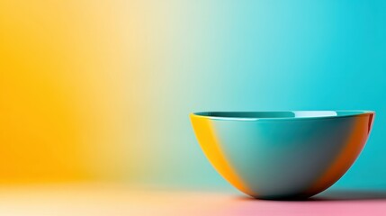 Poster - A modern bowl sits elegantly against a gradient background of orange and teal, showcasing contemporary design aesthetics and vibrant color combinations.