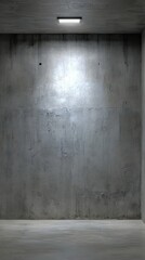 Poster - empty concrete room featuring a lighting fixture casting a glow on the wall, enhancing the dramatic 