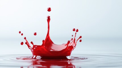 Poster - A stunning splash of red liquid captures a moment of motion, showcasing elegance and dynamism, symbolizing the beauty and complexity of nature in action.