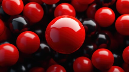 Poster - This vibrant image showcases an array of glossy red and black spheres, creating a visually striking contrast and an abstract aesthetic that captivates the viewer's attention.