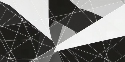 Poster - Abstract monochrome background featuring intersecting white lines and geometric shapes design