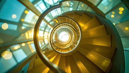 Poster - Spiral Staircase with Geometric Design and Natural Light Effects