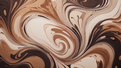 Poster - abstract swirl pattern with shades of brown and cream creating a fluid marble effect design