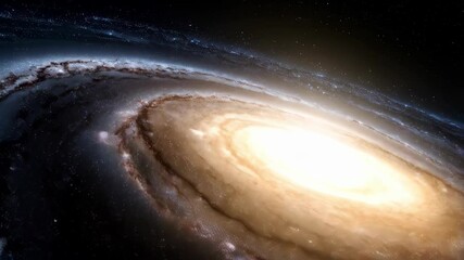 Wall Mural - Dramatic spiral galaxy with bright center core in deep space with vibrant colors, starlight, and cosmic dust clouds