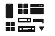 © Tanya - Solid UI Icons. Solid style icons of interface elements: mobile UI, component blocks, responsive page, menu drawer, tile buttons,