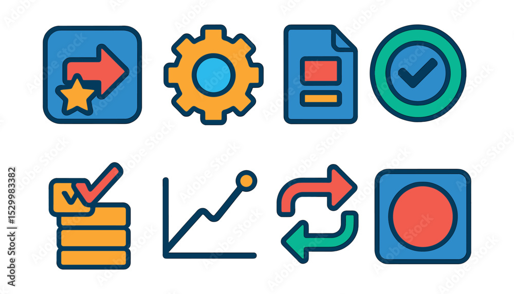 Repeatable Task Icon Flat vector icons of low-effort high-impact tools: one-click shortcut ...