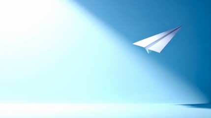 Aufkleber - a simple paper airplane floats in a bright space. it represents creativity and freedom. capture the 
