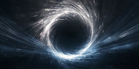 Poster - Abstract rendering of a swirling vortex with bright white lines against a dark background scene