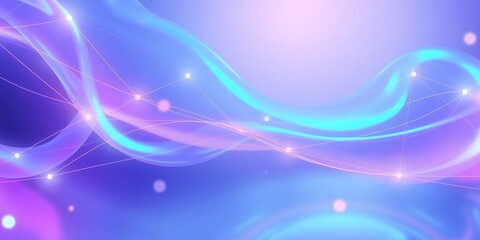 Poster - Abstract background with flowing lines and glowing points in shades of blue and purple hue