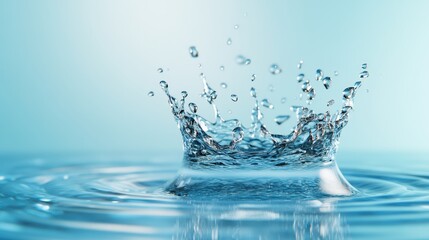 Poster - This image vividly depicts a drop of water creating delightful splashes and ripples, showcasing the beauty of nature and the intricate patterns formed in liquids during motion.