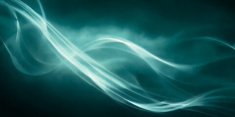 Poster - A teal background with flowing white lines creating a sense of movement and energy in the image