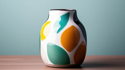 Poster - A beautifully crafted ceramic vase displaying an array of colorful shapes that harmonize to create an artistic and decorative piece perfect for home décor.