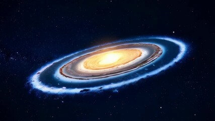 Wall Mural - Swirling spiral galaxy with shining central star surrounded by blue outer regions against deep space background displaying cosmic beauty